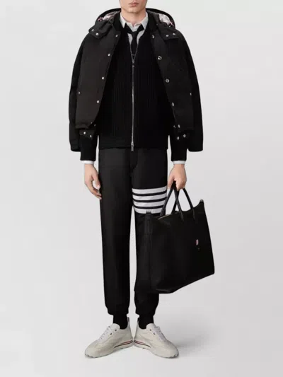 Thom Browne Drawcord Waist Track Pants With Four Stripes In Black