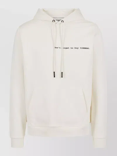 Iceberg Logo Hoodie Sweatshirt Featuring Front Pocket In Neutral