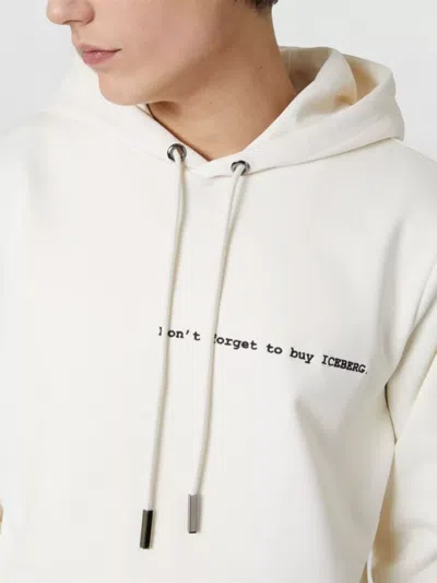 Iceberg Logo Hoodie Sweatshirt Featuring Front Pocket In Neutral