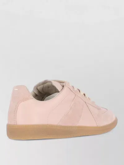 Maison Margiela Suede Panel Low Top Sneakers With Rubber Sole In Pink