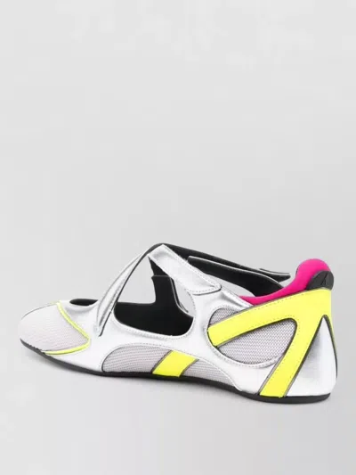 Attico Floor 01 Multicolor Ballet Shoes With Logo On The Side And Cut-out Design In Fabric Woman In Multi