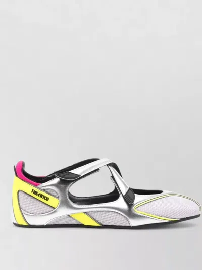 Attico Floor 01 Multicolor Ballet Shoes With Logo On The Side And Cut-out Design In Fabric Woman In Multi