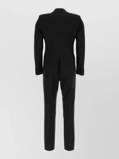 Prada Tailored Wool Blend Suit With Notched Lapel In Black