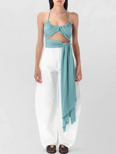 Alaïa Halterneck Wrap Top Cut-out Detail In Green