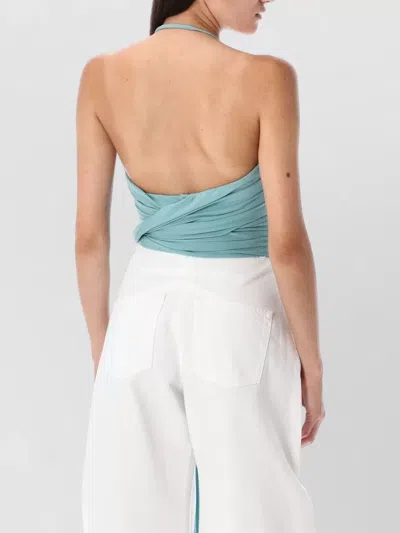 Alaïa Halterneck Wrap Top Cut-out Detail In Green