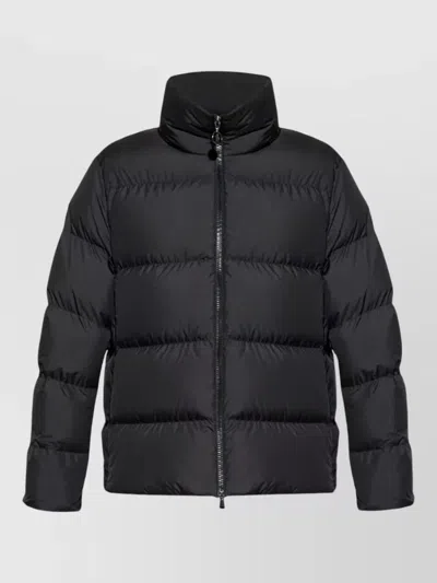 Moncler Short Puffer Jacket High Collar In Black