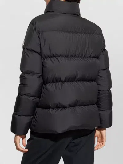 Moncler Short Puffer Jacket High Collar In Black