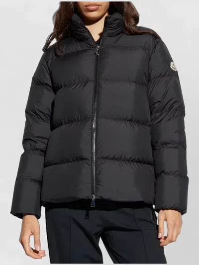 Moncler Short Puffer Jacket High Collar In Black