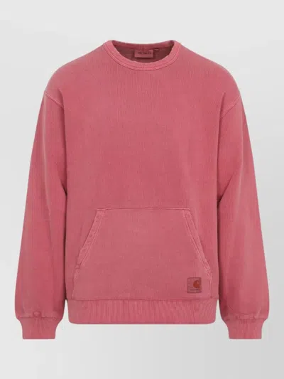 Carhartt Front Pocket Sweater With Ribbed Cuffs And Hem In Pink