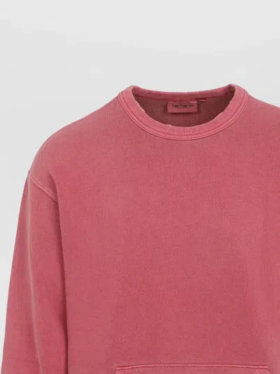 Carhartt Front Pocket Sweater With Ribbed Cuffs And Hem In Pink