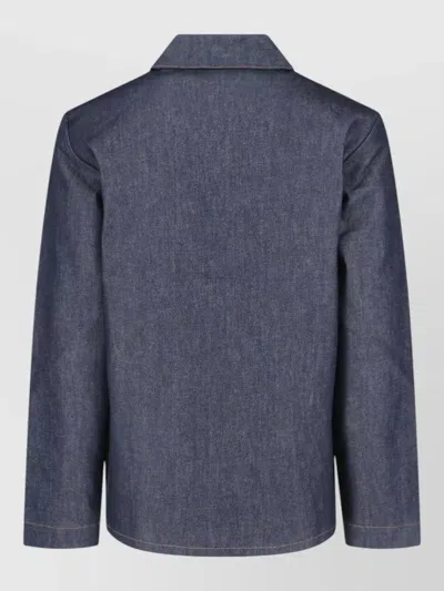 Apc Casual Jacket With Collared Design And Pockets In Blue