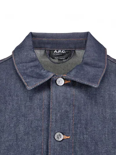 Apc Casual Jacket With Collared Design And Pockets In Blue