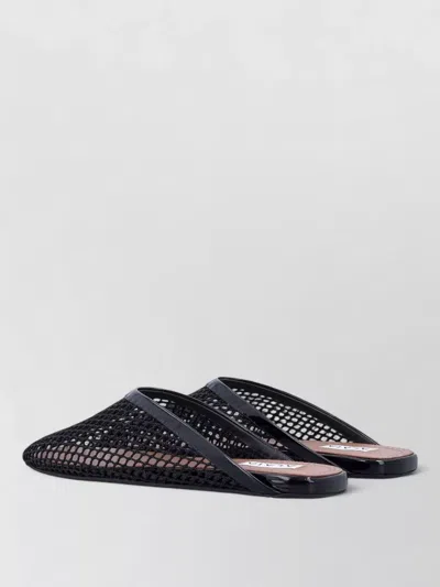Alaïa Fishnet Flat Mules Rubber Sole In Animal Print