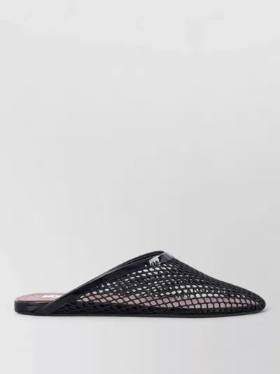 Alaïa Fishnet Flat Mules Rubber Sole In Animal Print