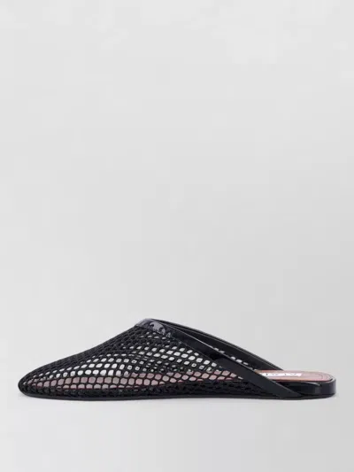 Alaïa Fishnet Flat Mules Rubber Sole In Animal Print