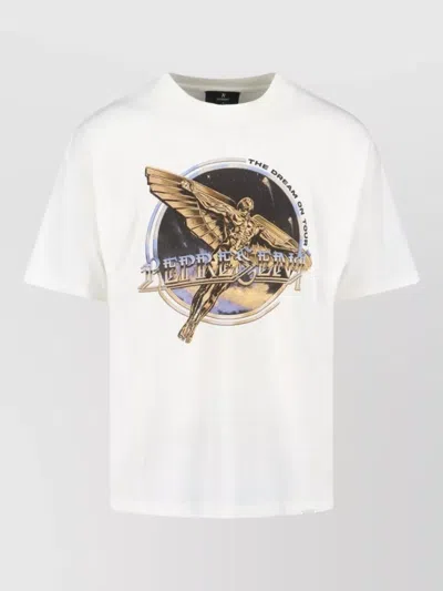 Represent White Crew Neck T-shirt With Graphic Print On Front And Back In Cotton Man In White