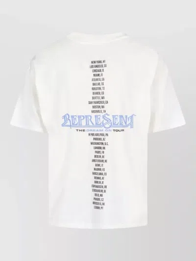 Represent White Crew Neck T-shirt With Graphic Print On Front And Back In Cotton Man In White