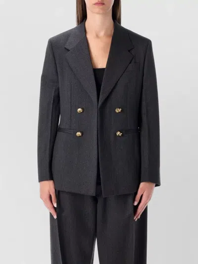 Bottega Veneta Double Breasted Blazer Notched Lapels In Black