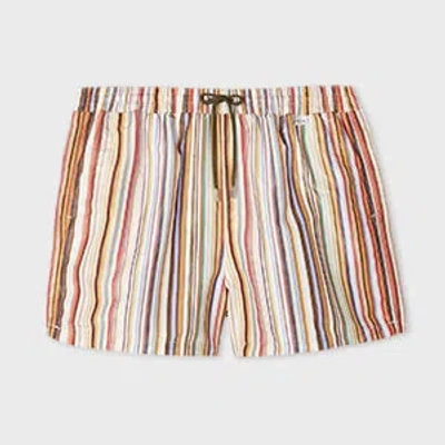 Paul Smith 'painted Signature Stripe' Swim Shorts Multicolour In Animal Print