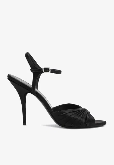 Balenciaga Black Dynastie Satin Sandals In Black