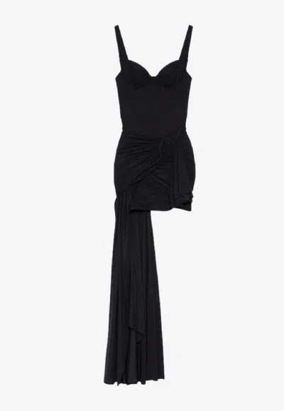 Balenciaga Draped Mini Dress With Side-panel In Black