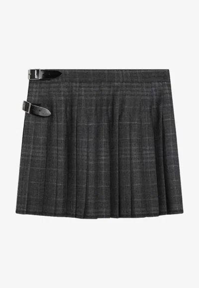 Balenciaga Grey Shadow-effect Tartan Mini Skirt Women In Gray