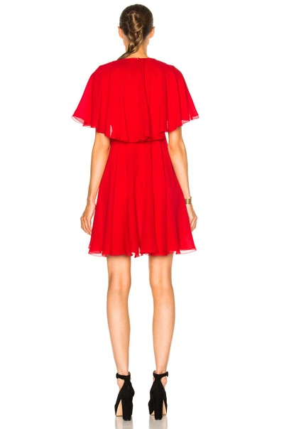 Shop Giambattista Valli Georgette Lace Insert Dress In Red