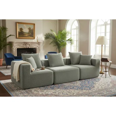 Streamdale Furniture Streamdale Modular 3-seat Chenille Sofa, Deep-seat Couch, Tool-free Setup, Low-profile, 111" W - Lig
