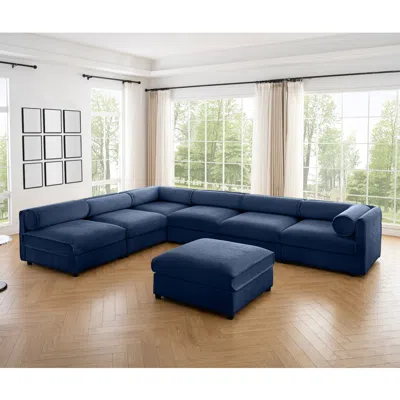 Streamdale Furniture Streamdale Modern 6-piece Modular Sectional Sofa With Storage - Soft Blue Chenille