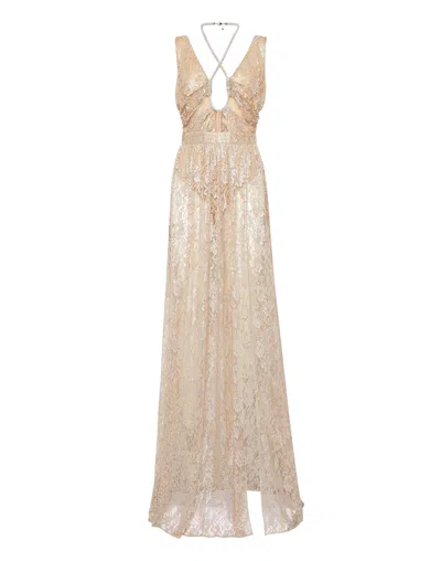 Philipp Plein Lace Long Dress In Multi