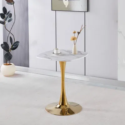 Streamdale Furniture Streamdale Square Tulip Dining Table (white & Gold)