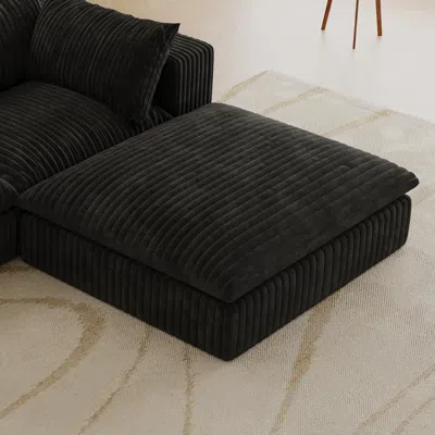 Streamdale Furniture Streamdale Cloud Sofa, Corduroy, Deep Seat, Double-layer, Removable Cushion, No Assembly, Black