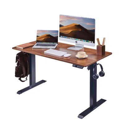 Streamdale Furniture Streamdale Electric Standing Desk, Adjustable Height, 24x48, Black Frame/mahogany Top
