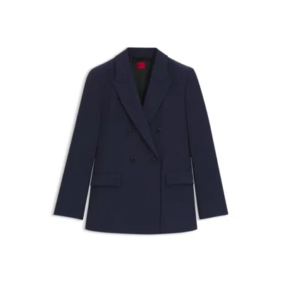 Hugo Boss Relaxed-fit Blazer In Stretch Fabric In Blue