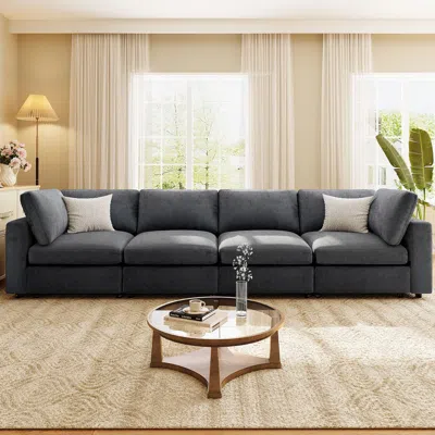 Streamdale Furniture Streamdale 113" Upholstered Modular Sofa With Storage, Usb, Wireless Charging & Bluetooth Speaker