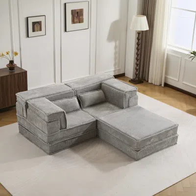 Streamdale Furniture Streamdale Sofa, Convertible Floor Sofa Bed, Modular Sectional, No Assembly, Grey