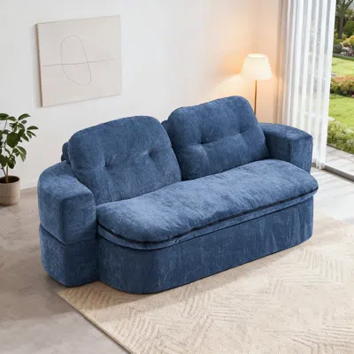 Streamdale Furniture Streamdale Modern Floor Sofa With 2 Pillows, Convertible Corduroy Sleeper Sofa Bed