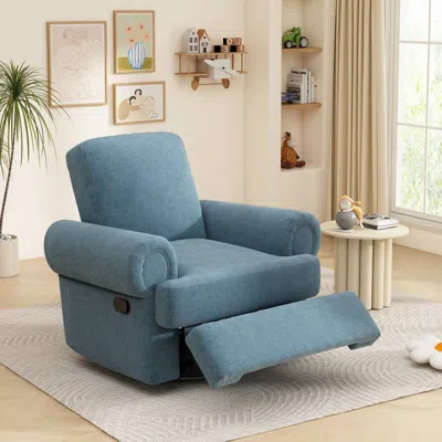 Streamdale Furniture Streamdale Manual Recliner Sofa Swivel Rocker Chair With Adjustable Backrest, Sky Blue