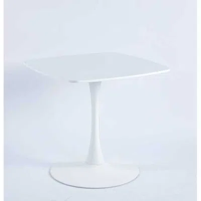 Streamdale Furniture Streamdale 31.5" White Square Dining Table For 2-4, Mid-century Modern Tulip Table