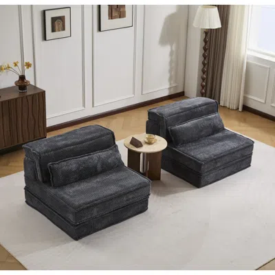 Streamdale Furniture Streamdale Compression Sofa, Convertible Floor Sofa Bed, Modular Sectional Sofa, Dark Grey