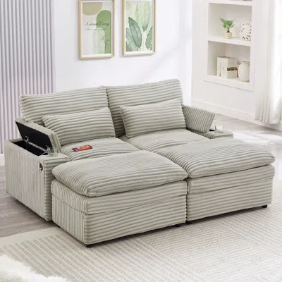 Streamdale Furniture Streamdale Loveseat Sofa 70.9" Sectional Convertible Sofa Bed W/storage, Ottomans, Usb & Cup Holders