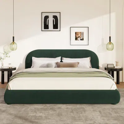 Streamdale Furniture Streamdale Dark Green Velvet Soft Bed - Light Luxury Queen Bed