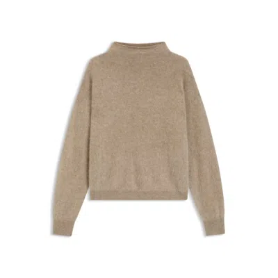 Hugo Boss Washed-cashmere Sweater With High Neck In Brown