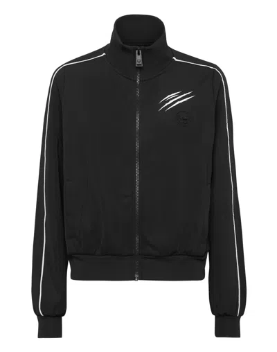 Plein Sport Cropped Tracksuit Jacket In Black