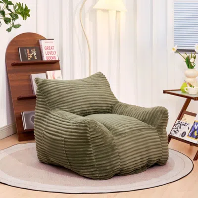 Streamdale Furniture Streamdale Bean Bag Chair With Armrests - Oversized Comfy Beige Lazy Floor Sofa Chair