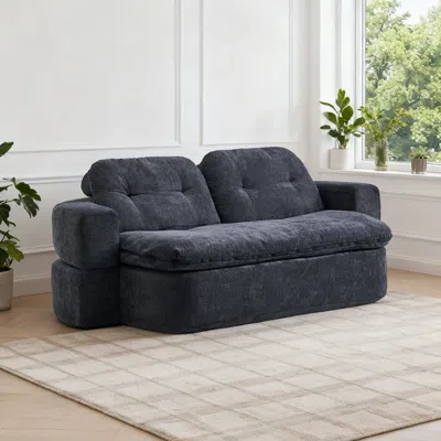 Streamdale Furniture Streamdale Modern Floor Sofa With 2 Pillows, Convertible Corduroy Sleeper Sofa Bed