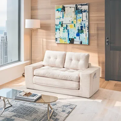 Streamdale Furniture Streamdale Loveseat Sofa Bed With Memory Foam & Steel Frame - No Assembly, Convertible (beige)