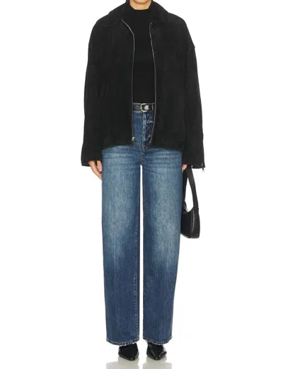 Pistola Tate High Rise Bowed Wide Leg Jeans In Fulton In Black