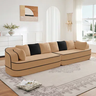 Streamdale Furniture Streamdale Teddy Fabric 4-seat Boneless Sofa, Camel