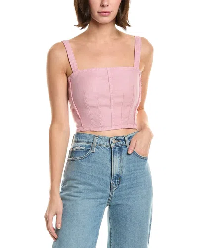 Hudson Jeans Corset Linen-blend Top In Pink